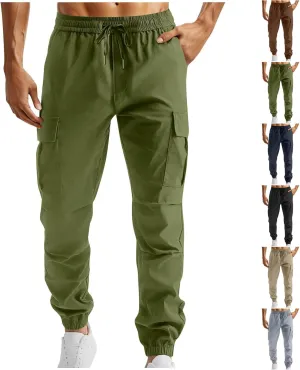Men Joggers Pants with Pockets Slim Fit Baggy Chino Cinch Bottom Cargo Sweatpants Casual Workout Outdoor Sweat Pants