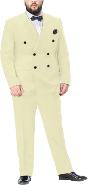 Men's 2 Piece Suit Double Breasted Big and Tall Tuxedo Suits Peak Lapel Wedding Tux Blazer Pants