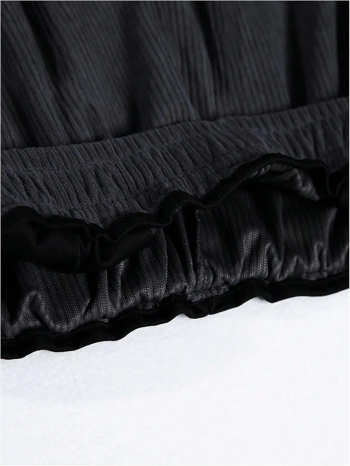 Men's Baggy Pants Tie Front Drawstring Waist Corduroy Pants Casual Loose Straight Leg Pants Trousers