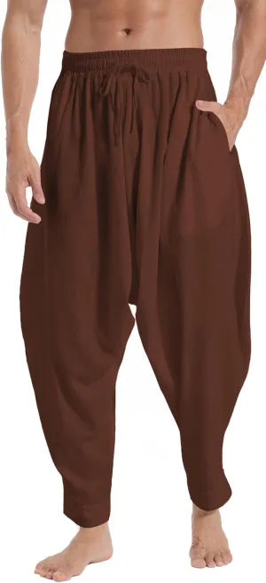 Mens Casual Harem Pants Baggy Elastic Drawstring Waist Aladdin Hippie Pant