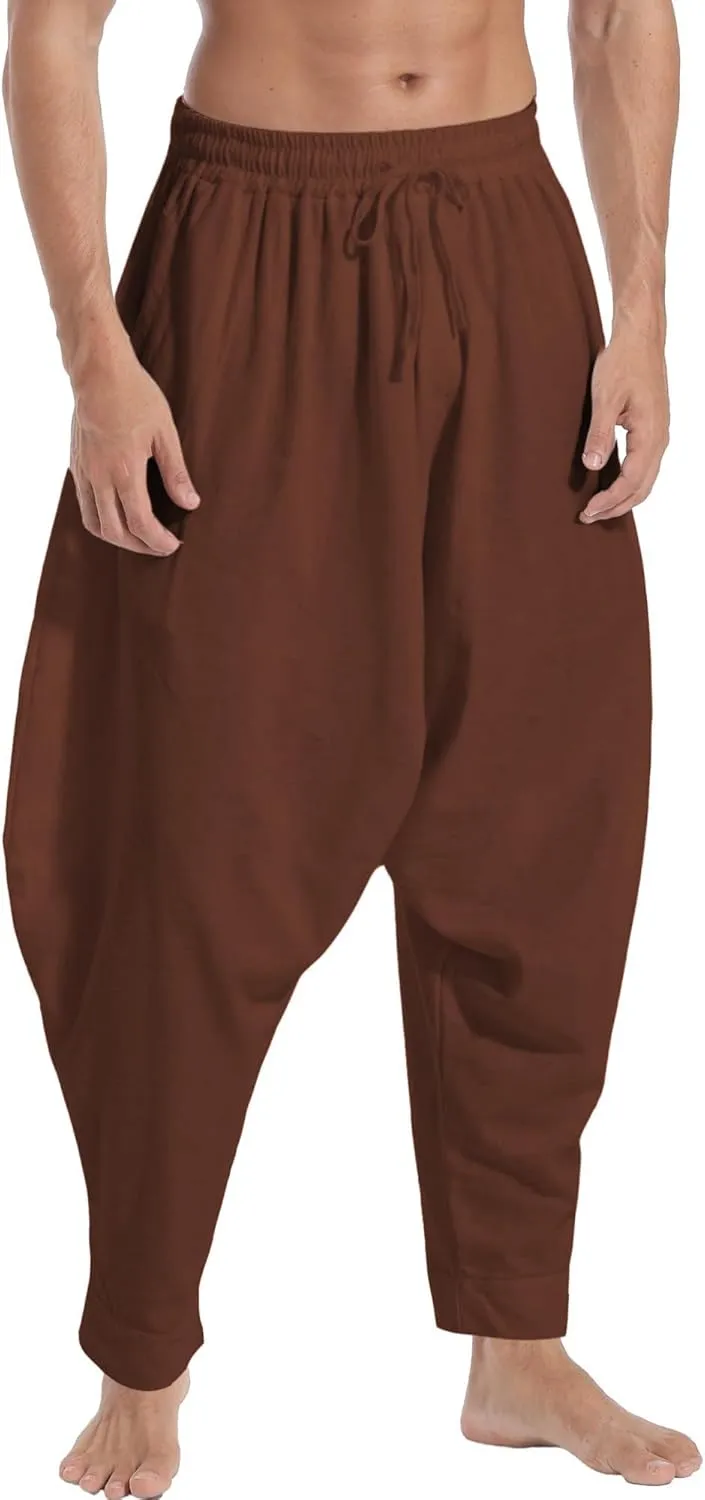 Mens Casual Harem Pants Baggy Elastic Drawstring Waist Aladdin Hippie Pant