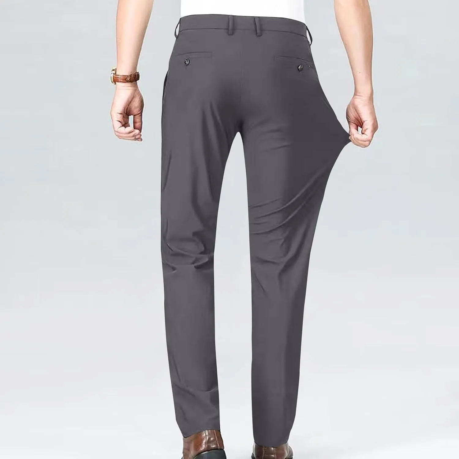 Mens Stretch Dress Pants Slim Fit Golf Pants Expandable Waist Bussiness Casual Suit Pants with Pockets