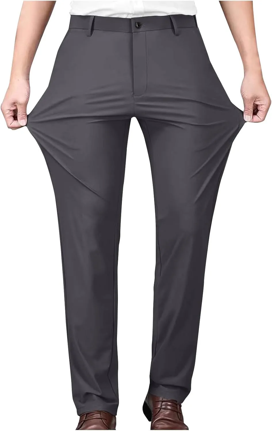 Mens Stretch Dress Pants Slim Fit Golf Pants Expandable Waist Bussiness Casual Suit Pants with Pockets