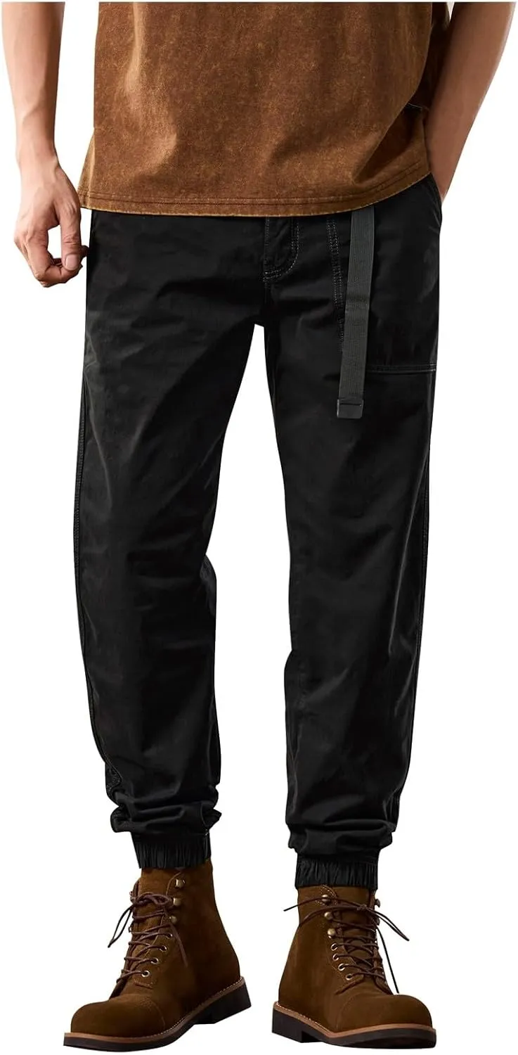 Men's Tactical Cargo Pants Hiking Joggers Running Workout Gym Track Pants Summer Lightweight Trousers