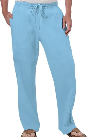 Men's Tall Open Bottom Joggers Versatile Yoga Golf Running Pants Cotton Linen Blend Straight Leg with Pockets