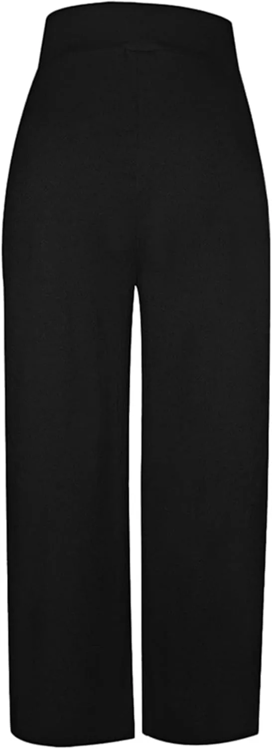 MESLIMA Palazzo Pants for Women High Waisted Wide Leg Stretchy Loose Fit Casual Trousers with Pocket