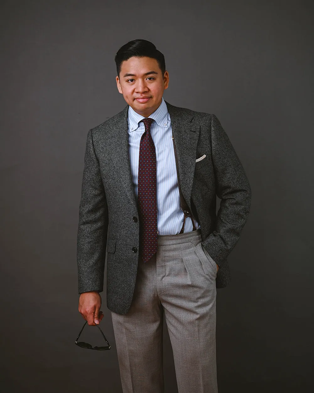 Mid-Grey Cotton Wool Cashmere Sports Jacket | Giovanny Model