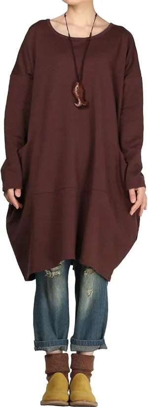 Minibee Women's Crewneck Oversized Sweatshirt Casual Loose Sweatshirts Long Sleeve Pullover Tunic Tops with Pocket
