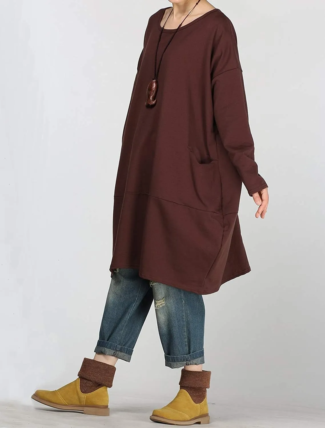 Minibee Women's Crewneck Oversized Sweatshirt Casual Loose Sweatshirts Long Sleeve Pullover Tunic Tops with Pocket