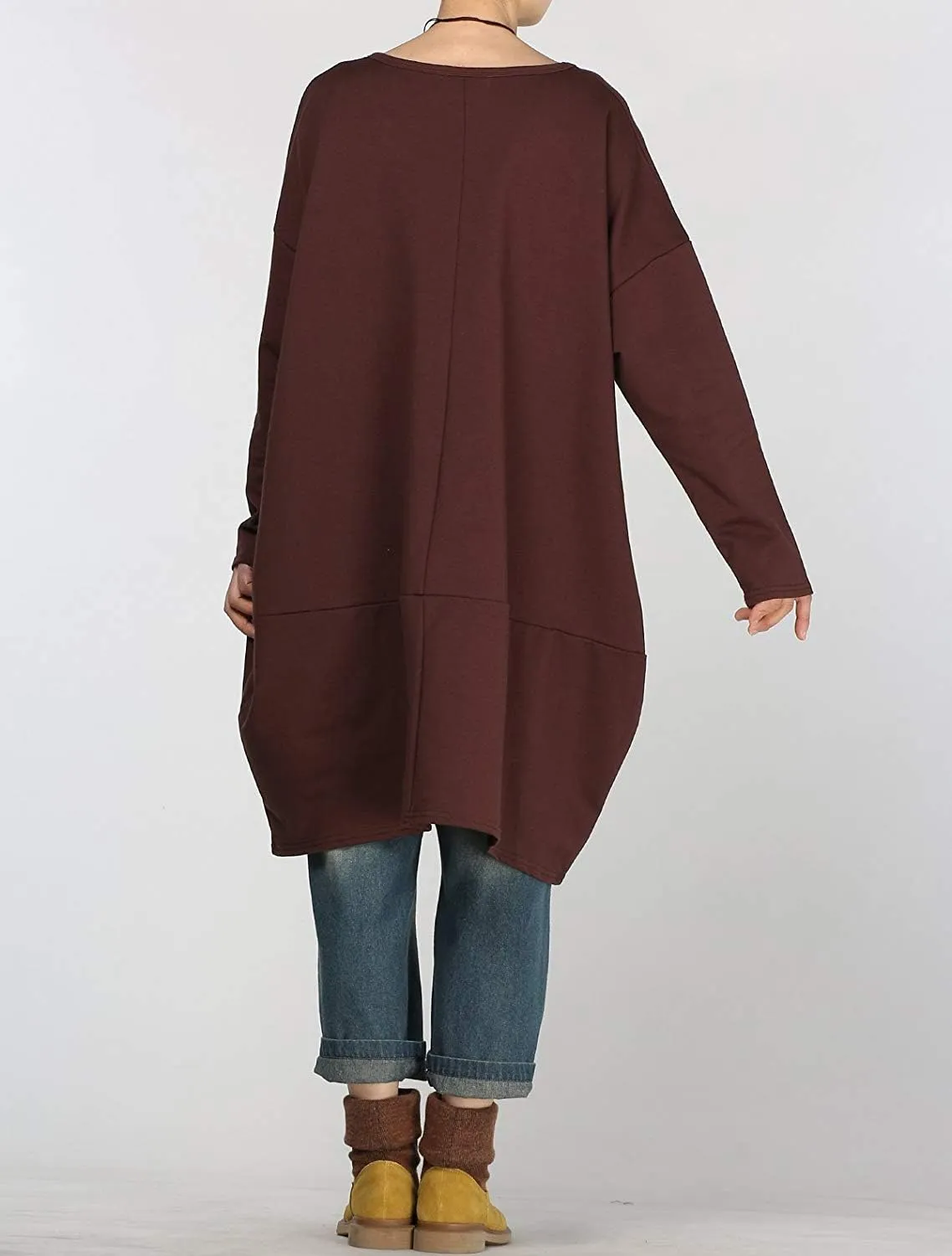 Minibee Women's Crewneck Oversized Sweatshirt Casual Loose Sweatshirts Long Sleeve Pullover Tunic Tops with Pocket