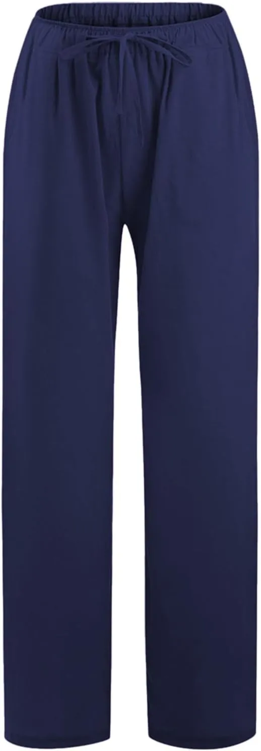 MINTLIMIT Women Linen Palazzo Pants Summer High Waist Beach Lounge Pant Casual Wide Leg Trousers with Pockets