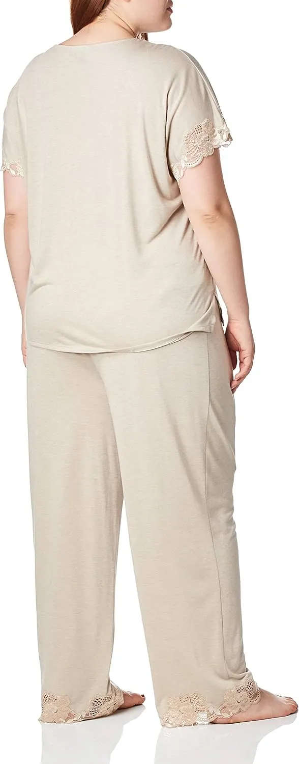 Natori Women's Plus Size Zen Floral Short Sleeve Pajama Set