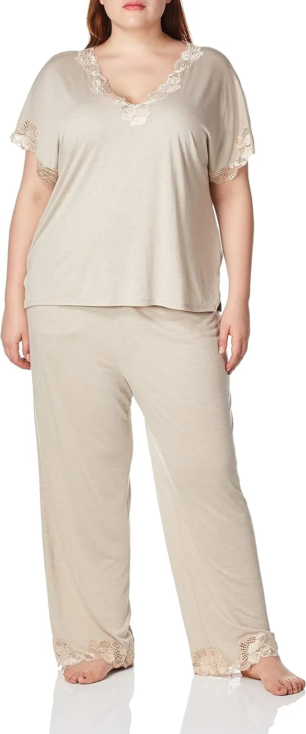 Natori Women's Plus Size Zen Floral Short Sleeve Pajama Set