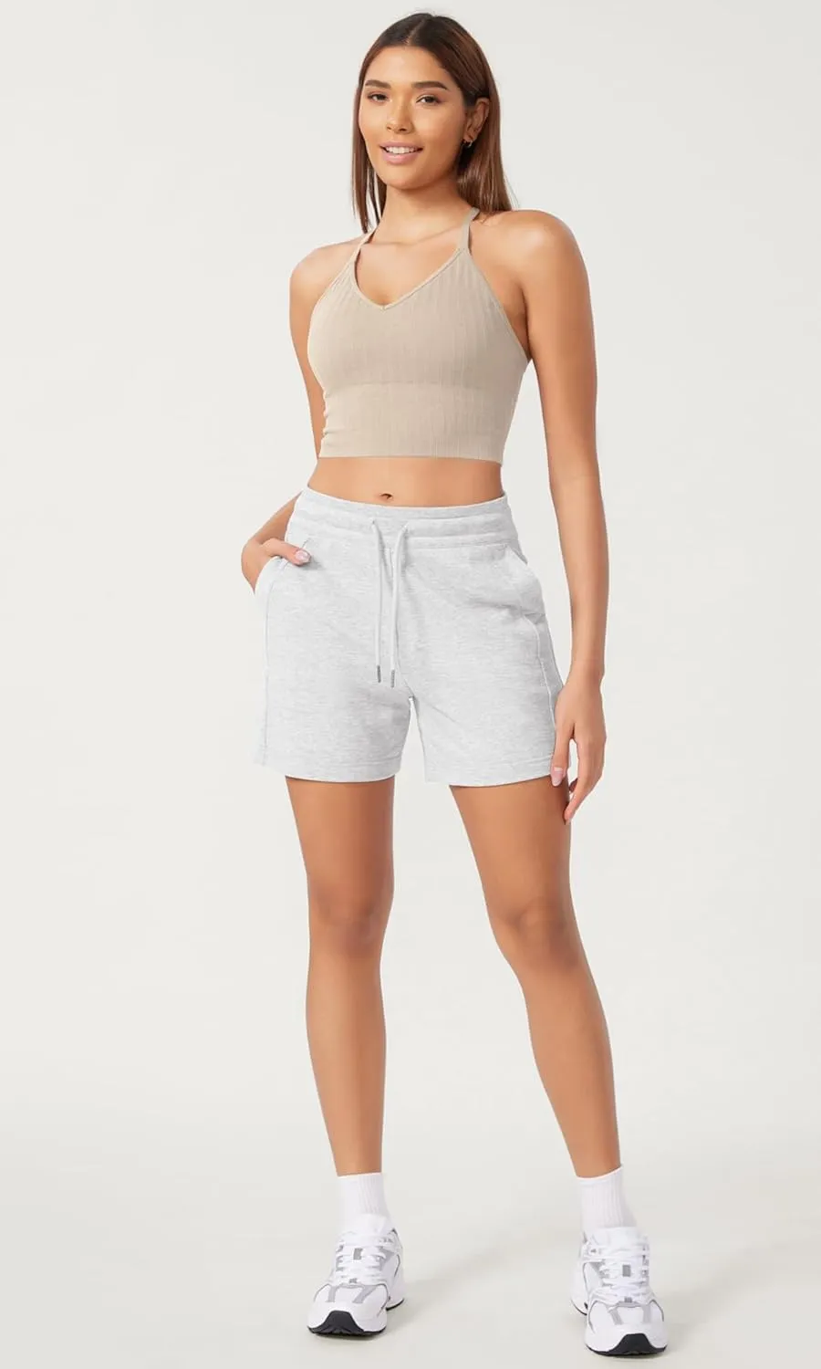 ODODOS Seamless Padded Sports Bra for Women Strappy Longline Wirefree Brami Ribbed Crop Tank Tops