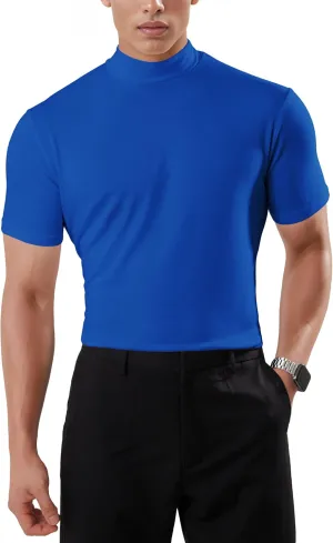 Ohoo Mens Short Sleeve Mock Turtleneck Basic Tops Lightweight Slim Fit Pullover Sweater