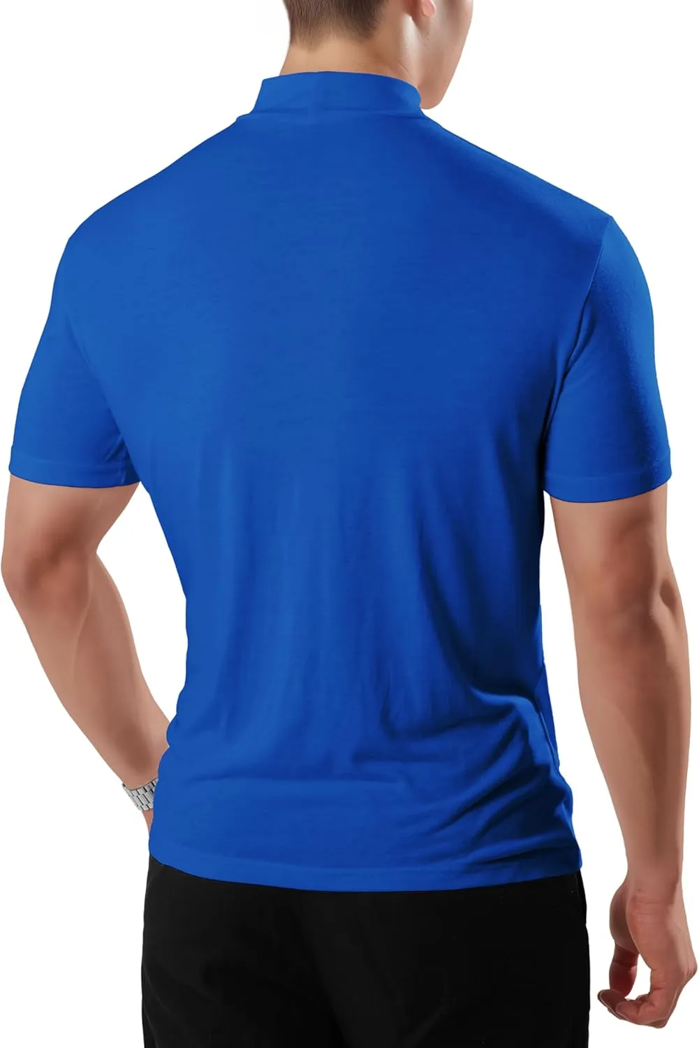 Ohoo Mens Short Sleeve Mock Turtleneck Basic Tops Lightweight Slim Fit Pullover Sweater