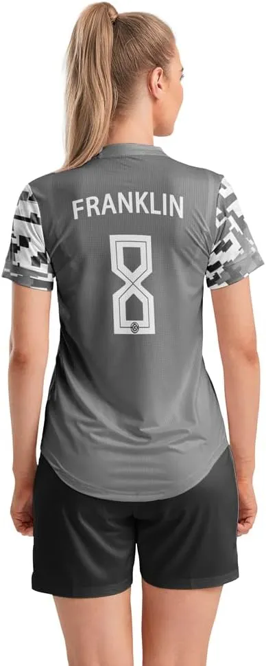 ORKY Women Customize Soccer Jersey, Quick Dry Sublimation Personalize Shirt Short Set, Custom Made Team Match Uniform Camo