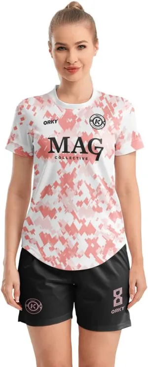 ORKY Women Customize Soccer Jersey, Quick Dry Sublimation Personalize Shirt Short Set, Custom Made Team Match Uniform Camo