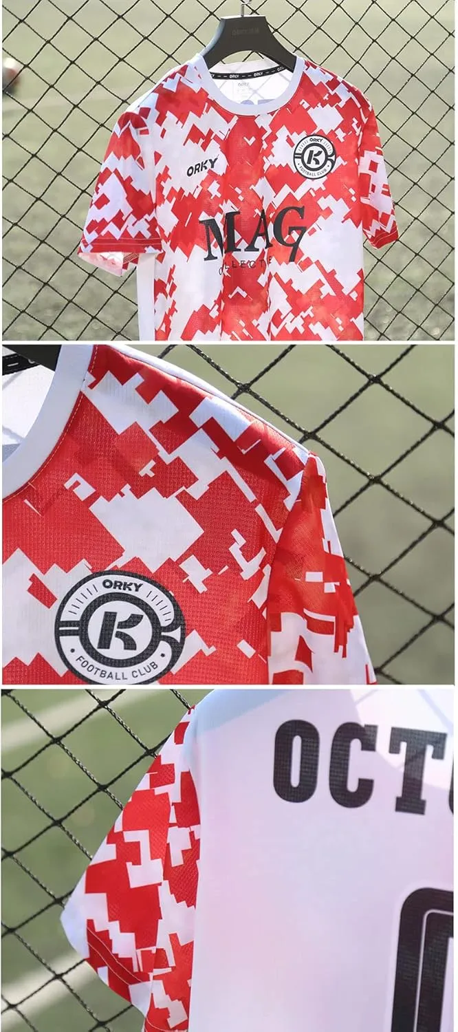 ORKY Women Customize Soccer Jersey, Quick Dry Sublimation Personalize Shirt Short Set, Custom Made Team Match Uniform Camo