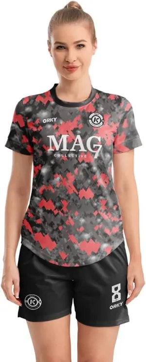 ORKY Women Customize Soccer Jersey, Quick Dry Sublimation Personalize Shirt Short Set, Custom Made Team Match Uniform Camo