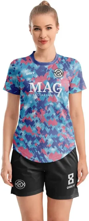 ORKY Women Customize Soccer Jersey, Quick Dry Sublimation Personalize Shirt Short Set, Custom Made Team Match Uniform Camo