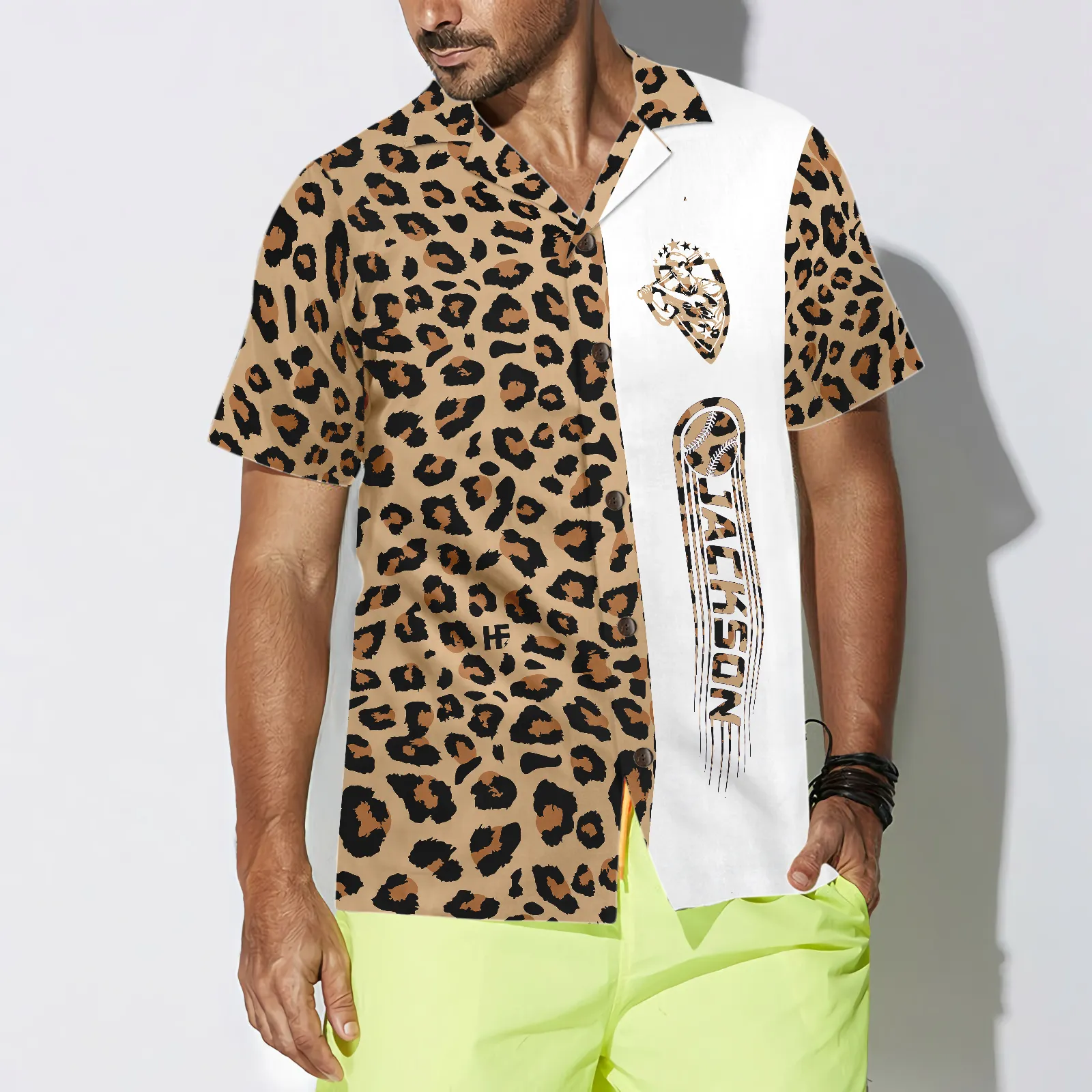 Personalized Baseball Seamless Seamless Leopard Custom Hawaiian Shirt