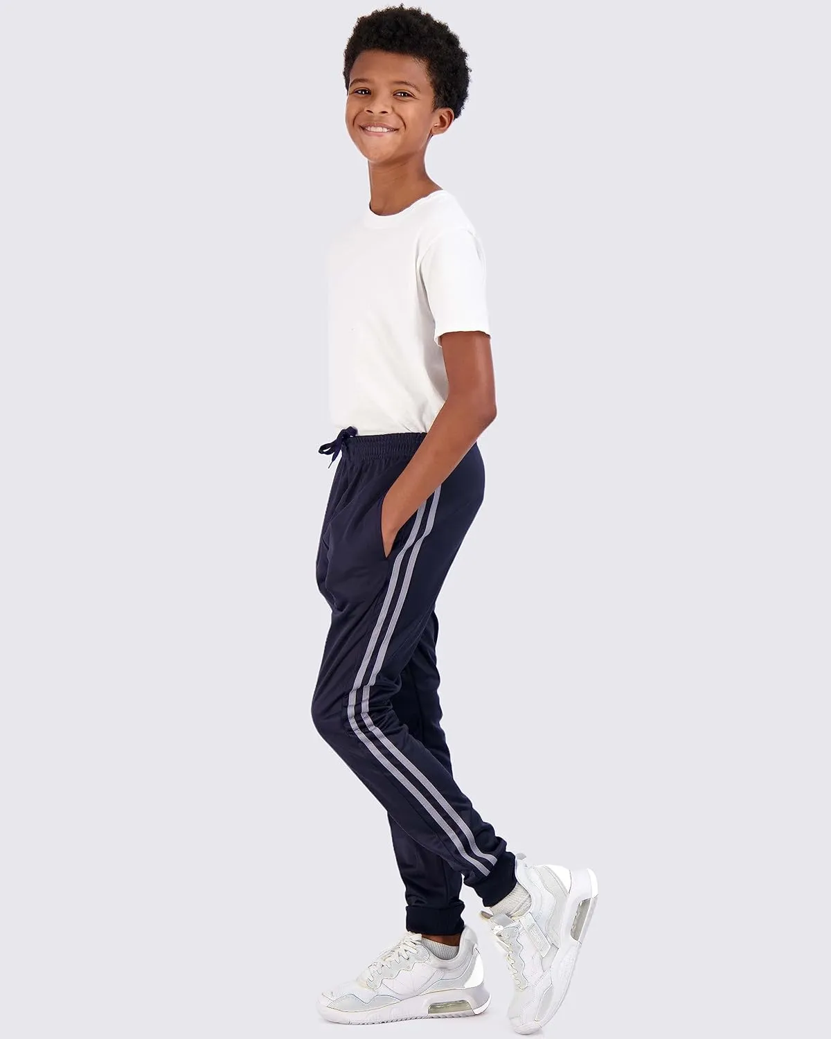 Real Essentials 3 Pack: Boy's Active Athletic Casual Jogger Sweatpants with Pockets