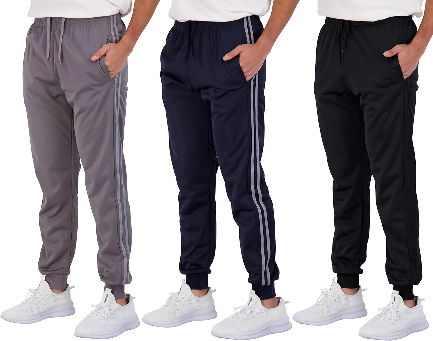 Real Essentials 3 Pack: Boy's Active Athletic Casual Jogger Sweatpants with Pockets