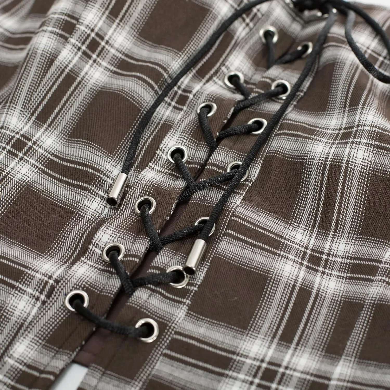 Scarlet Darkness Women's Renaissance Pirate Vest Plaid Steampunk Costume Waistcoat