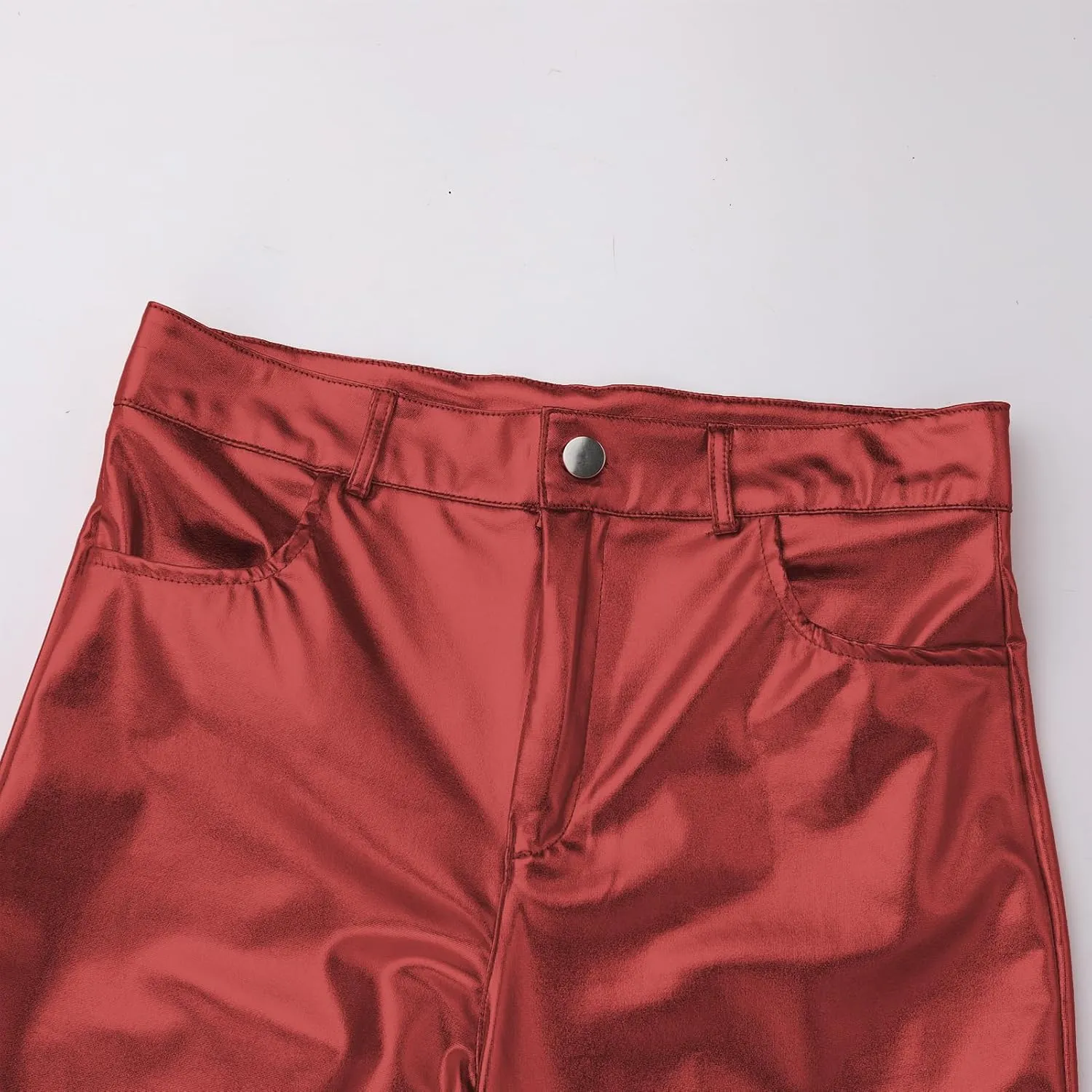 Shiny Metallic Women's Holographic Glitter Rave Dance Cropped Pants