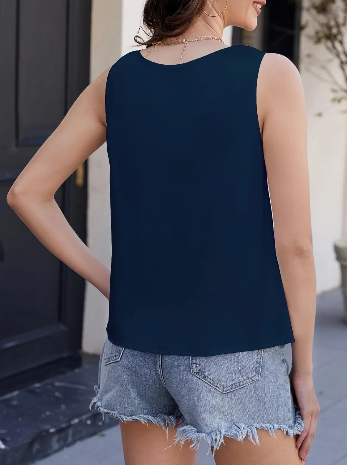 Silk Satin Tank Tops for Women Camisole Crew Neck Sleeveless Cami Summer 2025