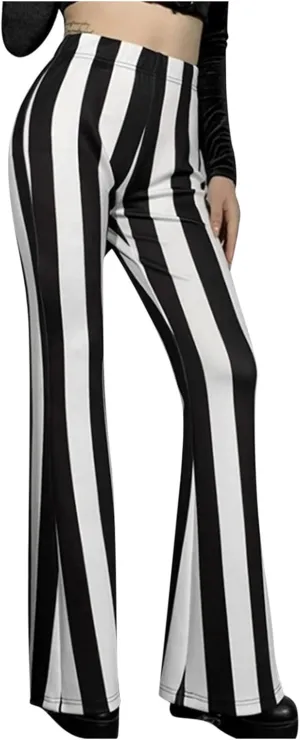 Stripe Long Pants Trousers Vertical Flare Bell Stretch Women High Waist Bottoms Plus Size Pants Crop Pants for