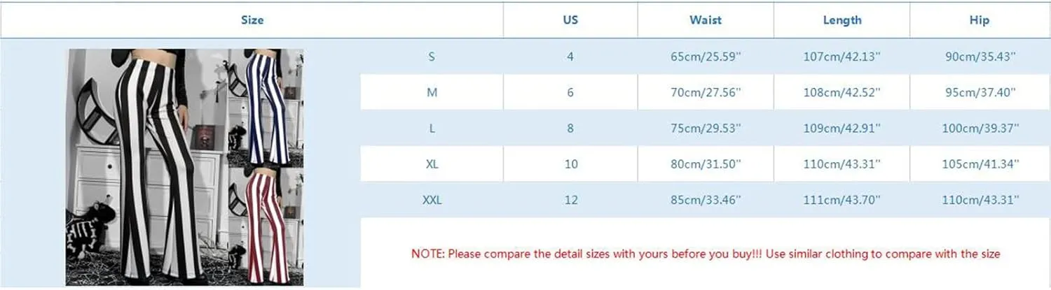 Stripe Long Pants Trousers Vertical Flare Bell Stretch Women High Waist Bottoms Plus Size Pants Crop Pants for
