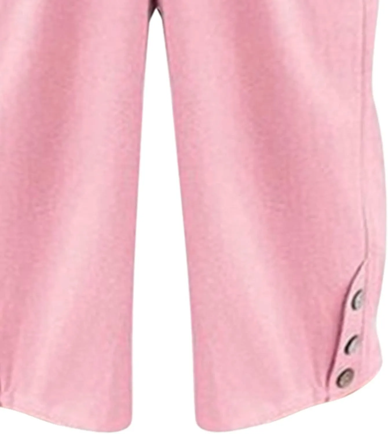 Summer Linen Cropped Trousers for Women Elastic Waist Button Fly Comfy Solid Color Capri Pants Quick Dry Running Sweatpants