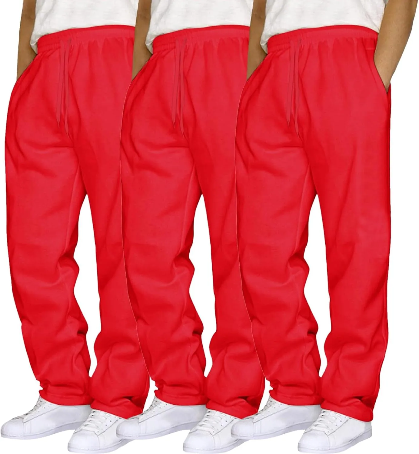 SUWBMHWE Men's Casual Baggy Sweatpants 3 Pack Trousers Heavyweight Fleece Jogger Elastic Waist Drawstring Gym Workout Pants