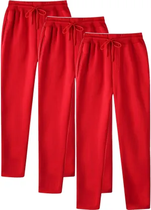 SUWBMHWE Men's Casual Baggy Sweatpants 3 Pack Trousers Heavyweight Fleece Jogger Elastic Waist Drawstring Gym Workout Pants