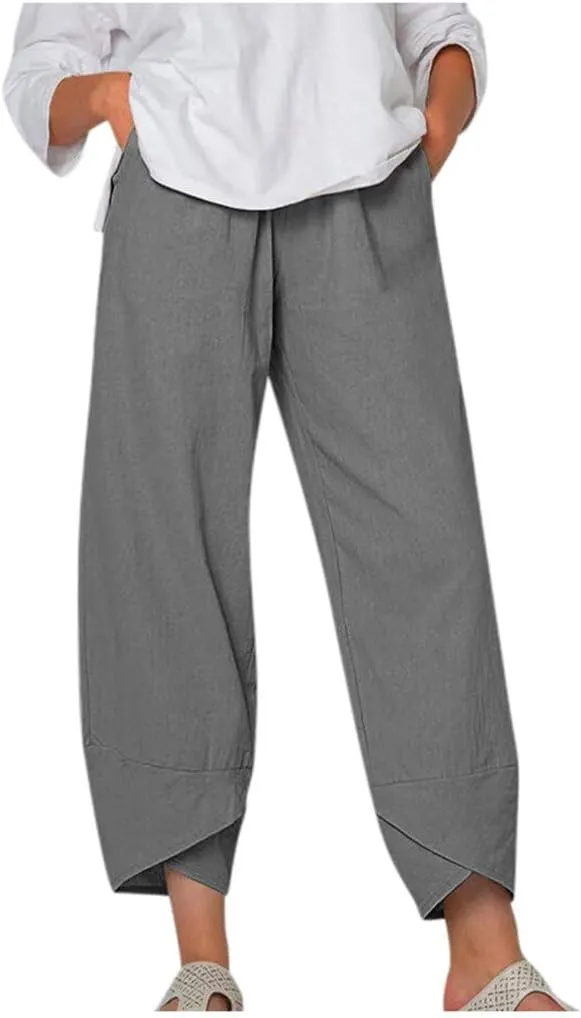 TARIENDY Casual Pants for Women High Waisted Wide Leg Summer Trousers Plus Size Loose Lounge Vacation Outfits with Pockets
