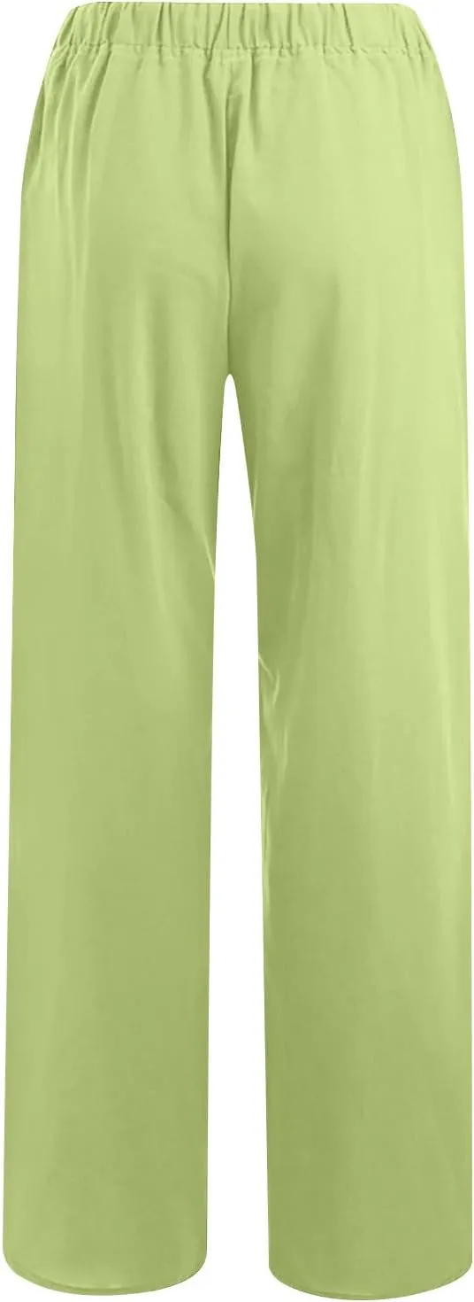 TARIENDY High Waisted Pants for Women Wide Leg Casual Summer Palazzo Trousers Loose Comfy Drawstring Pant with Pockets
