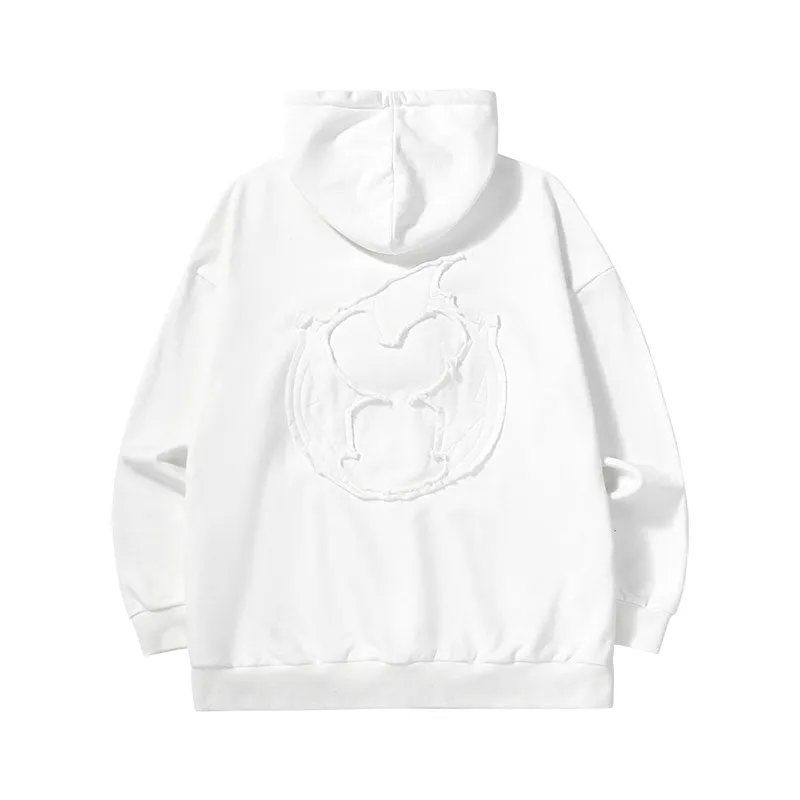 Three-dimensional letter decoration Lightning King applique cloth embroidered hooded shoulder drop cotton hoodie