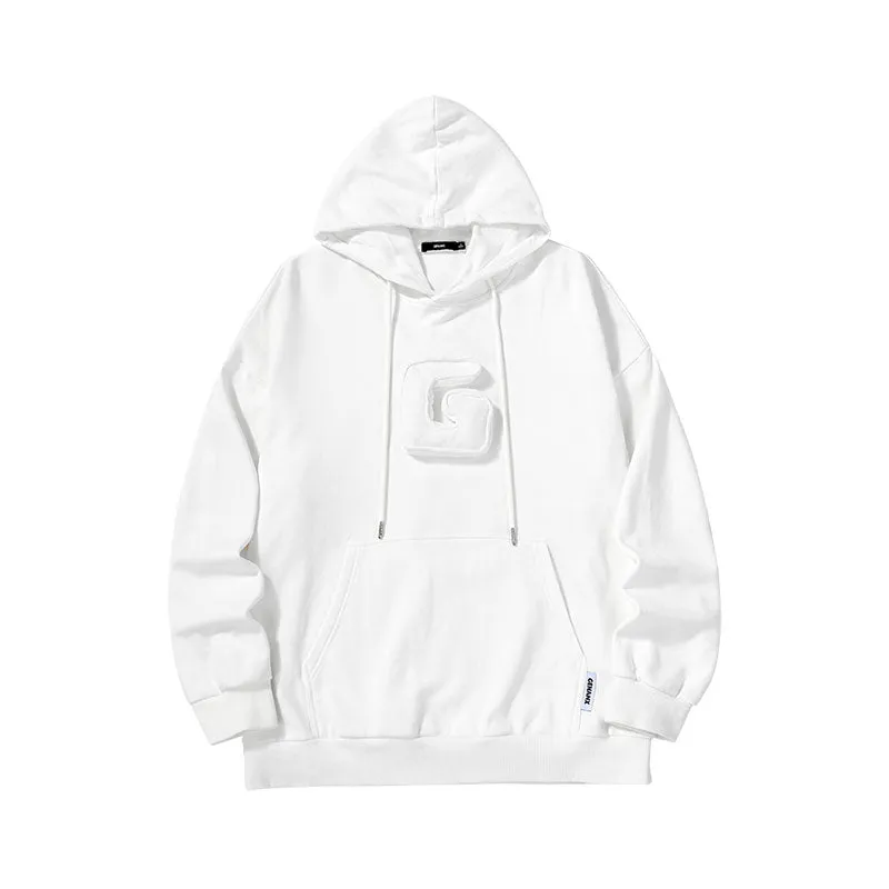 Three-dimensional letter decoration Lightning King applique cloth embroidered hooded shoulder drop cotton hoodie