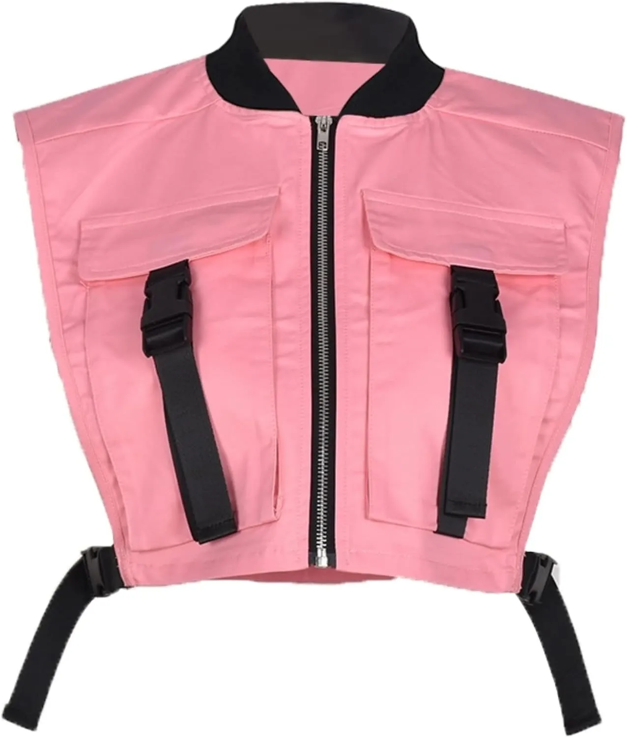 UATKIMI Women's Sleeveless Crop Vest Buckle Zip Up Jacket Cargo Tops with Pockets