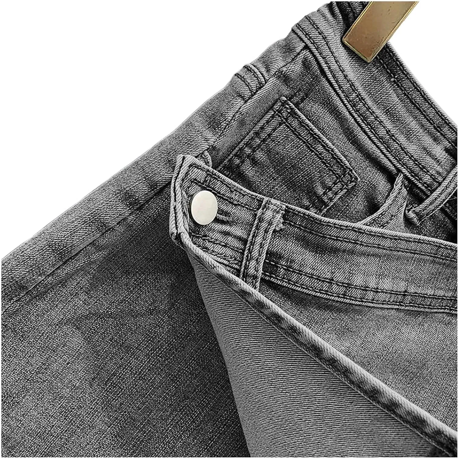 Uillui Women's Y2K Distressed Booty Denim Skorts Trendy High Waist Asymmetrical Hem Stretchy Skinny Jean Skorts Skirt Shorts