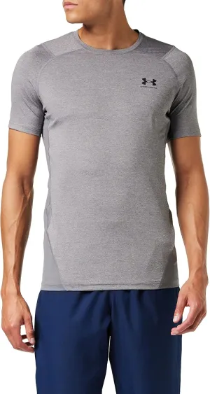 Under Armour Heat Gear Armour Fitted Mens Short Sleeve T Shirt 4XL Carbon Heather-Black