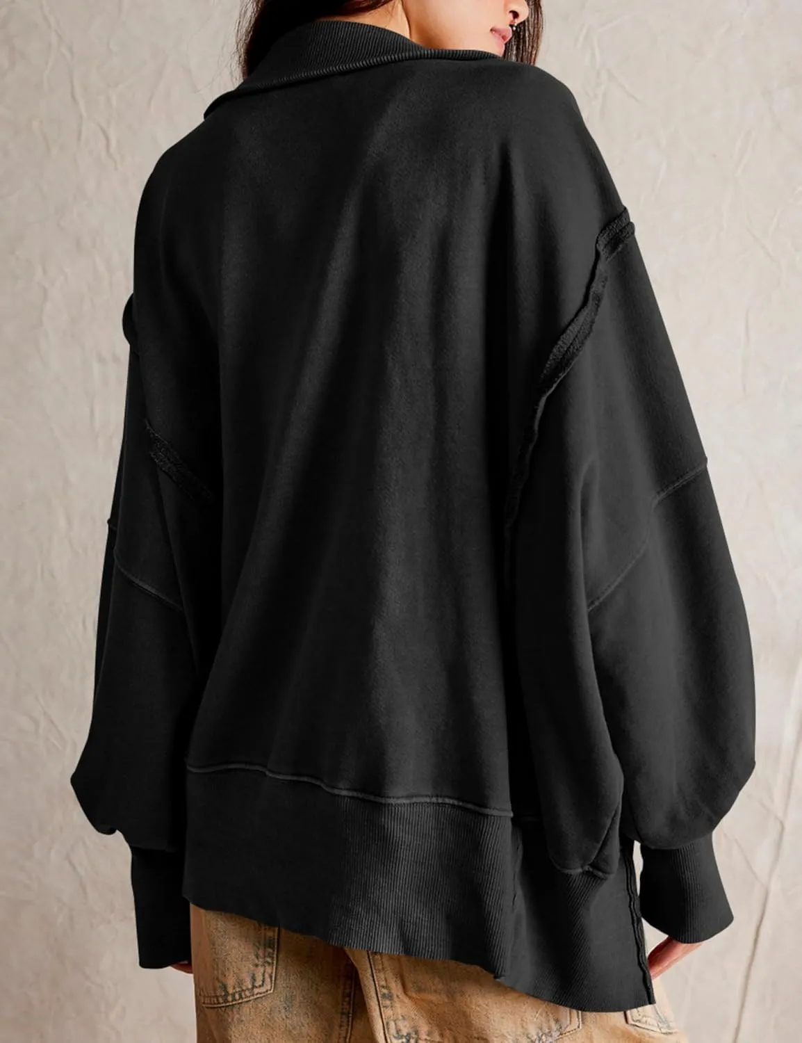 Wanzetaly Women's Oversized Sweatshirt Button Henley Neck Hoodies Long Sleeve Pullover Tops 2024 Outfits