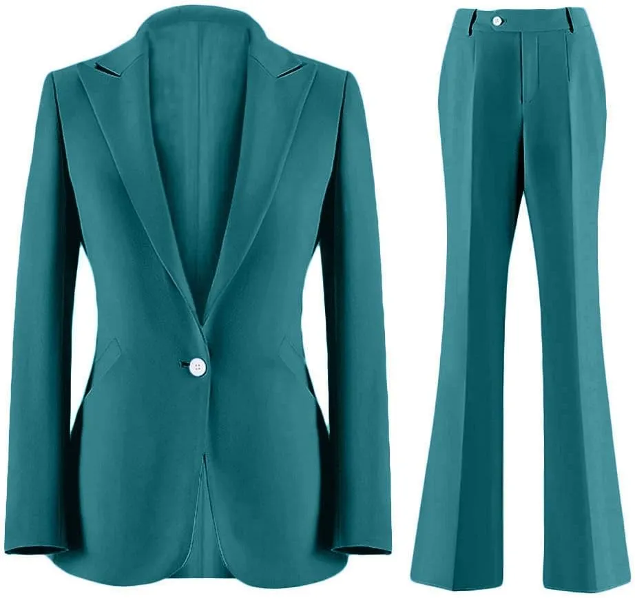 Wemaliyzd Women's Suits 2 Piece Work Office Peak Lapel Slim Fit Office Lady Blazer Pants