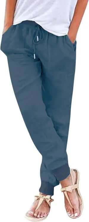 Wide Leg Pants Women Dressy Casual Summer Wide Leg High Waist Casual Lounge Pants Drawstring Trouser with Pockets