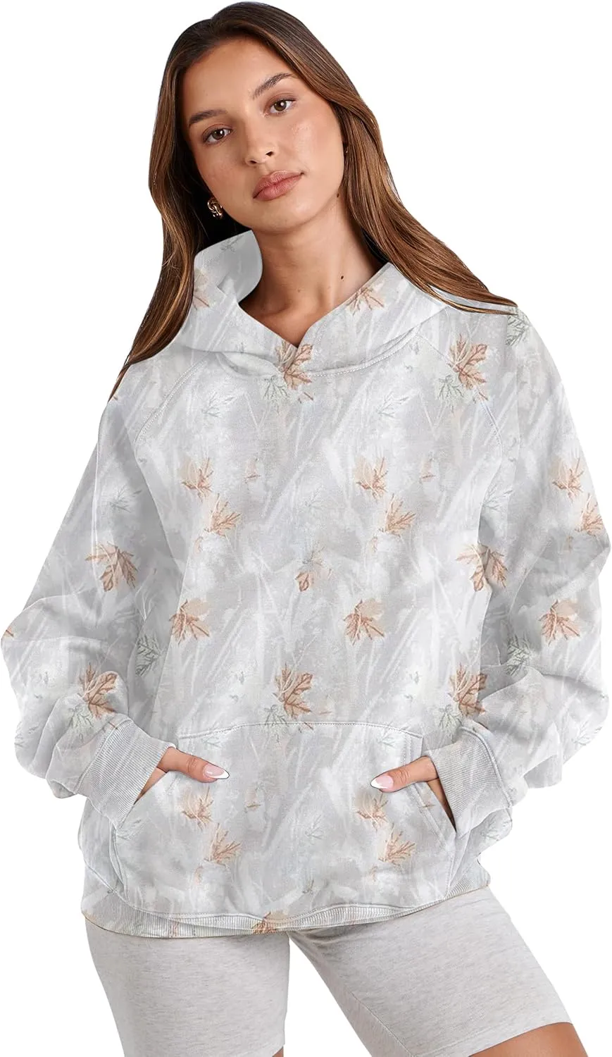 Women Oversized Graphic Hoodies Sweatshirt Long Raglan Sleeve Hoodie Fleece Pullover Tops With Kangaroo Pocket