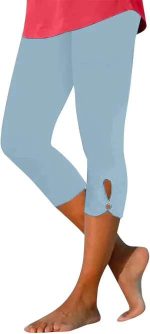 Womens Capris for Summer Dressy Cropped High Waist Yoga Pants Comfy Stretchy Leggings Workout Compression Trouser