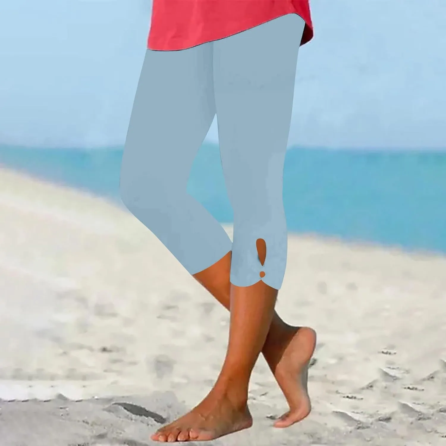 Womens Capris for Summer Dressy Cropped High Waist Yoga Pants Comfy Stretchy Leggings Workout Compression Trouser