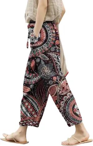 Women's Clothing Summer Casual Drawstring Pants Flowy Wide Leg Beach Trousers with Pockets Fleece Lined Leggings